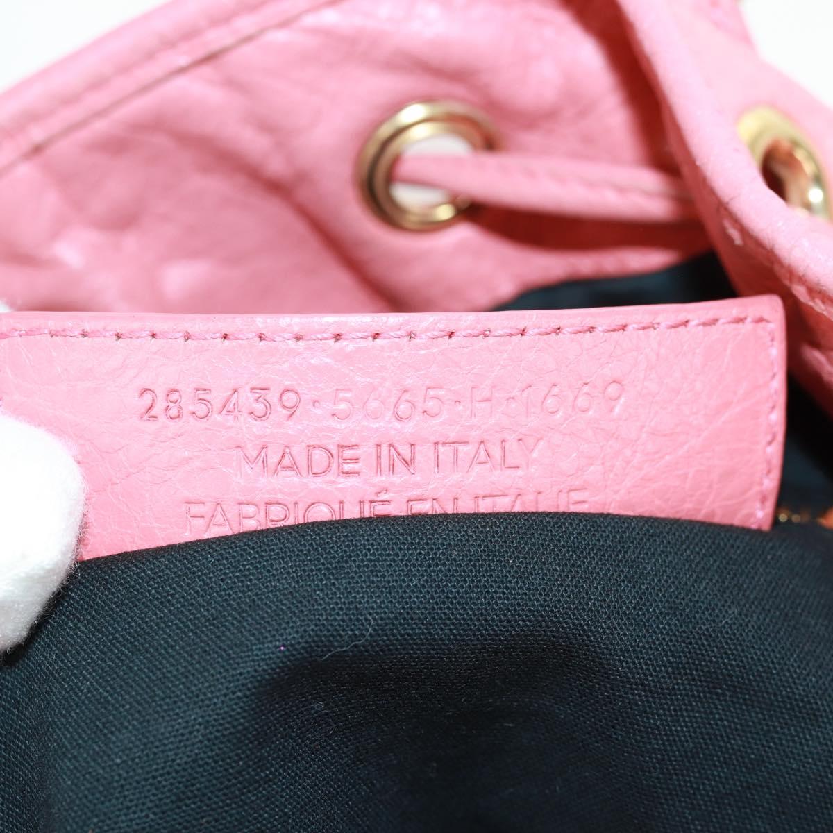 BALENCIAGA Giant Mini Pom Pom Hand Bag Leather 2way Pink Gold Auth 161592V