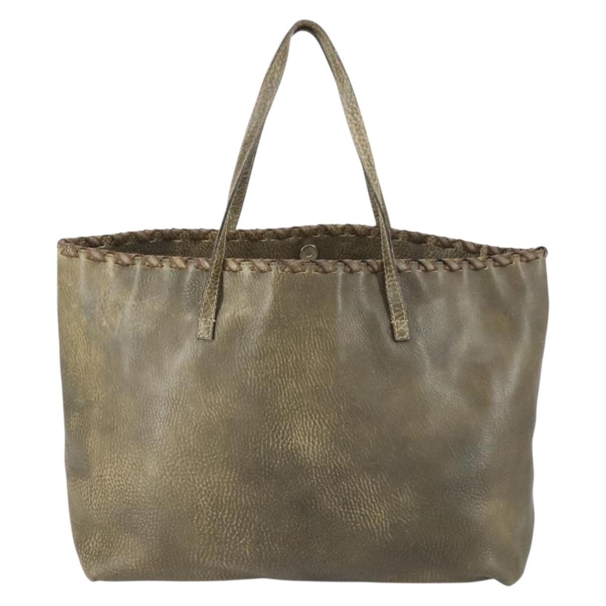 GUCCI Bamboo Shoulder Bag Leather Brown Gold 218499 Auth 161596
