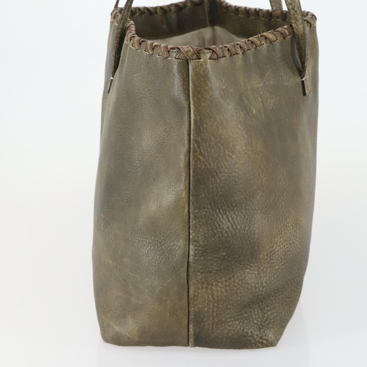 GUCCI Bamboo Shoulder Bag Leather Brown Gold 218499 Auth 161596