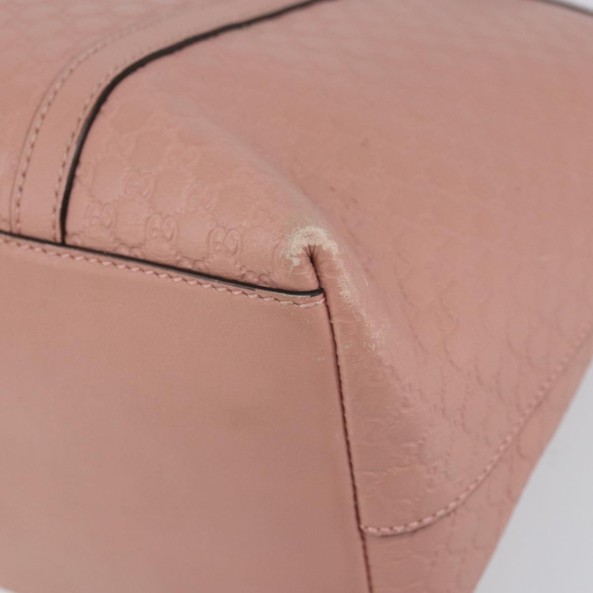 GUCCI Micro GG Canvas Guccissima Tote Bag Leather Pink Gold 449657 Auth 161597