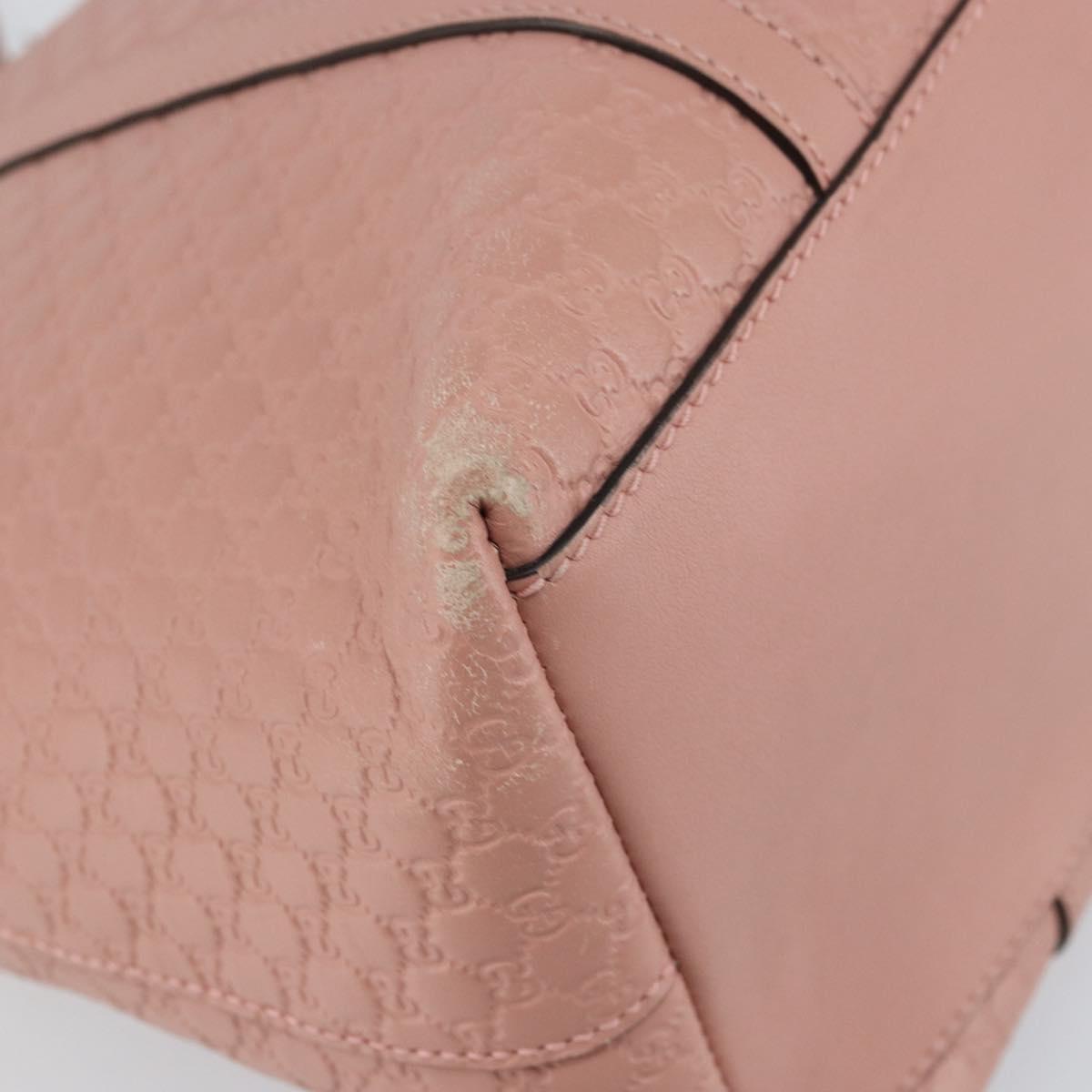 GUCCI Micro GG Canvas Guccissima Tote Bag Leather Pink Gold 449657 Auth 161597