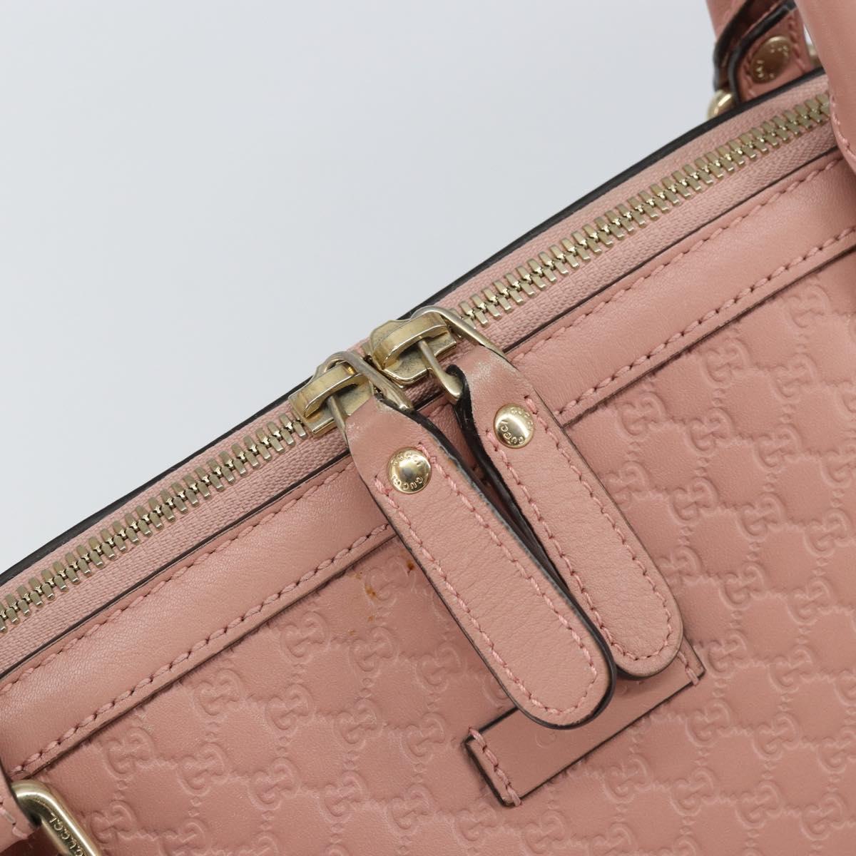 GUCCI Micro GG Canvas Guccissima Tote Bag Leather Pink Gold 449657 Auth 161597