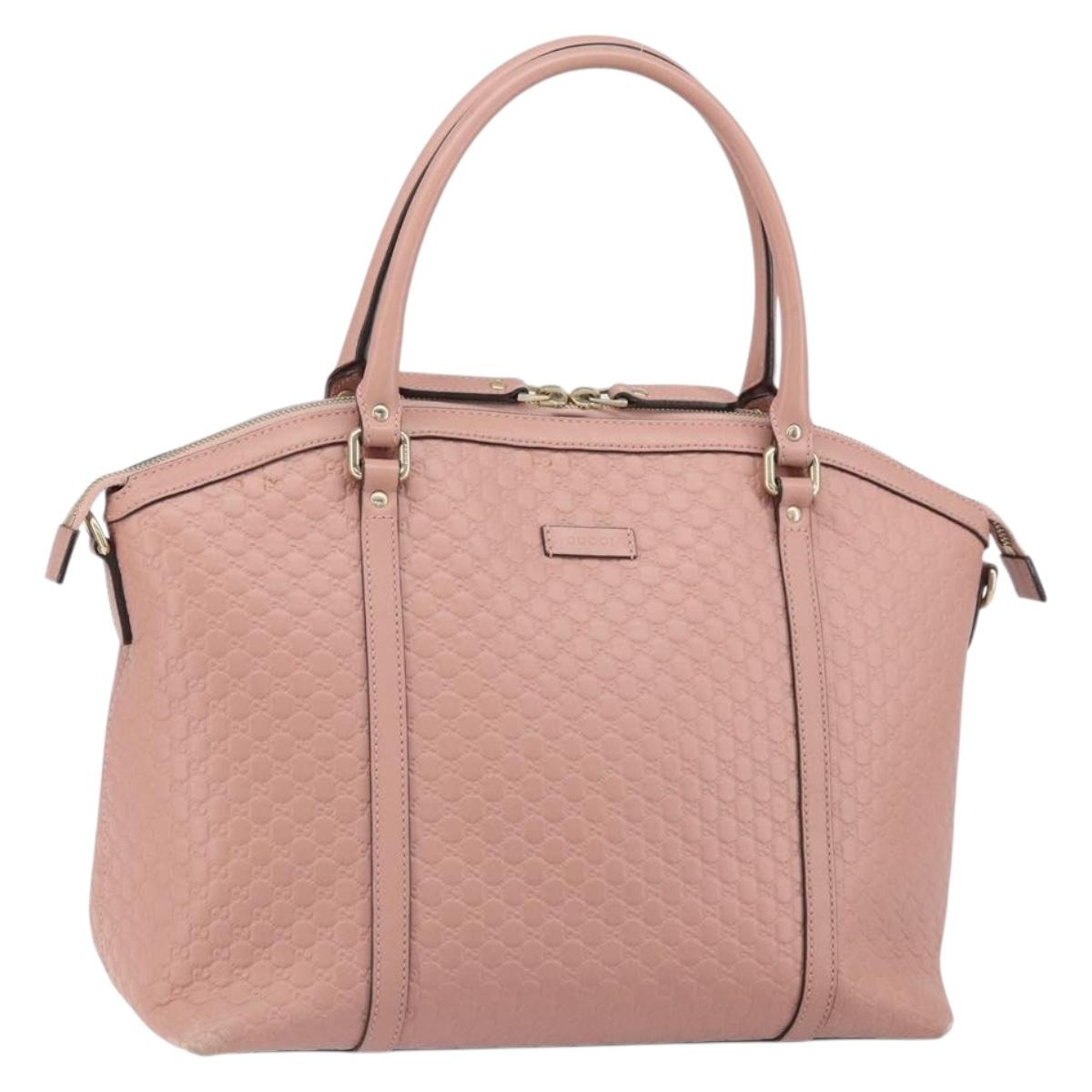 GUCCI Micro GG Canvas Guccissima Tote Bag Leather Pink Gold 449657 Auth 161597