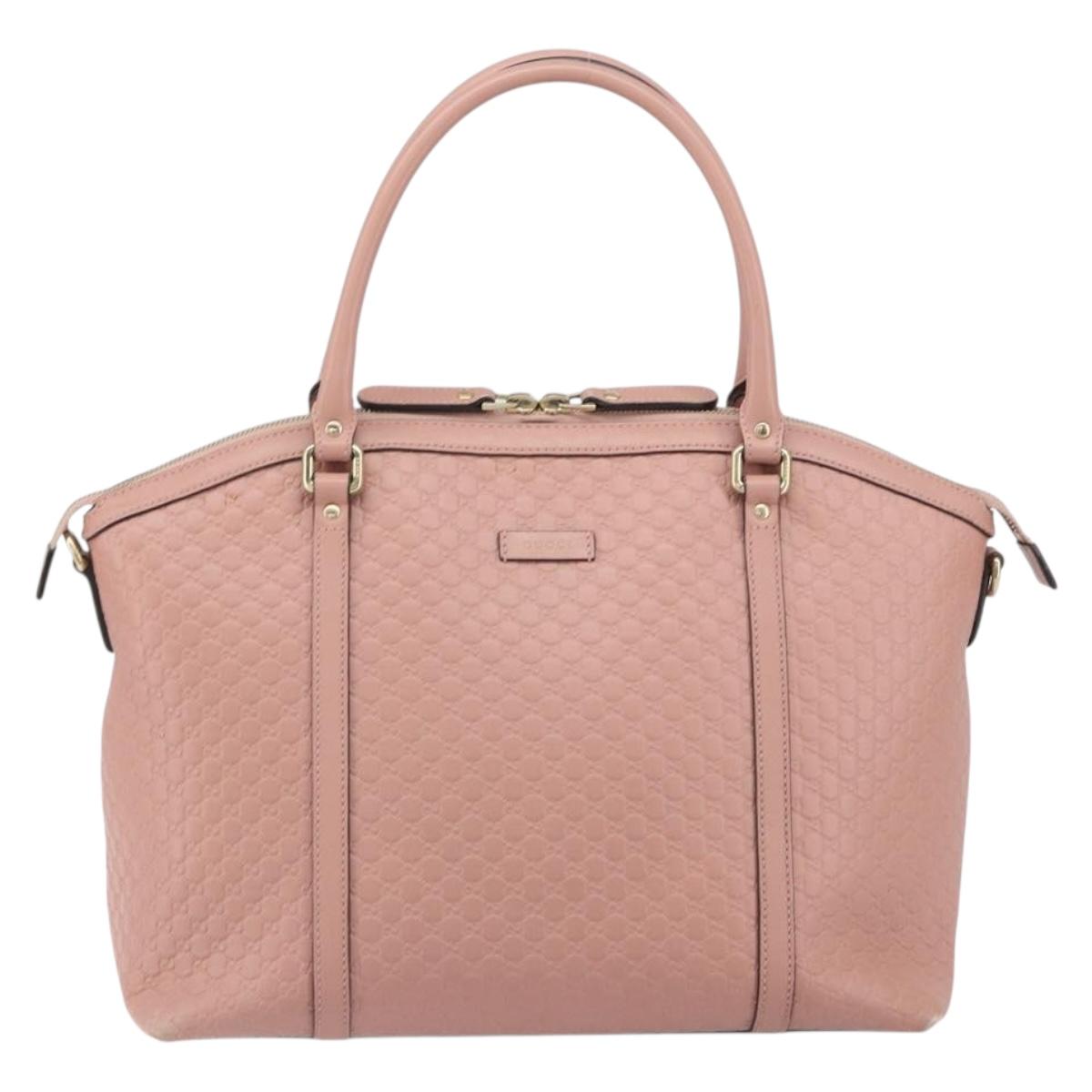 GUCCI Micro GG Canvas Guccissima Tote Bag Leather Pink Gold 449657 Auth 161597