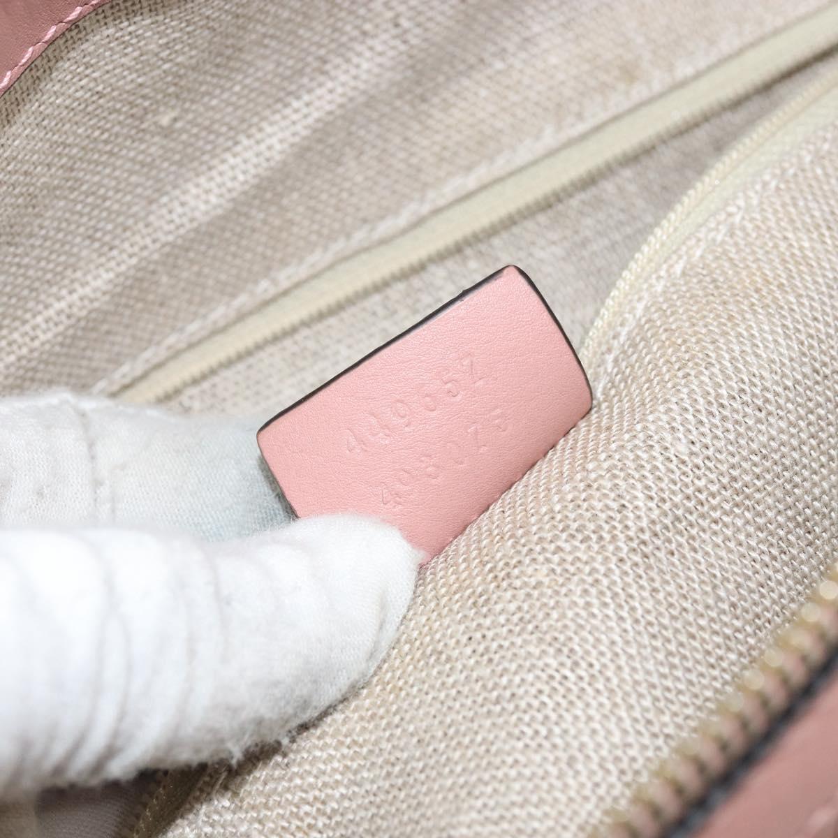 GUCCI Micro GG Canvas Guccissima Tote Bag Leather Pink Gold 449657 Auth 161597
