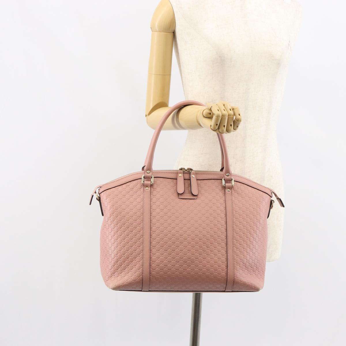 GUCCI Micro GG Canvas Guccissima Tote Bag Leather Pink Gold 449657 Auth 161597