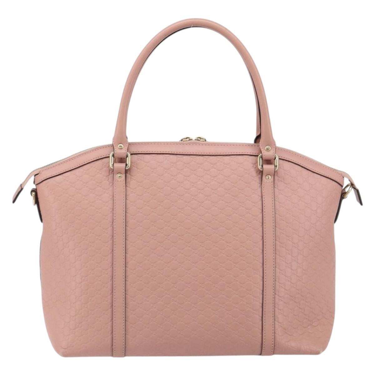 GUCCI Micro GG Canvas Guccissima Tote Bag Leather Pink Gold 449657 Auth 161597