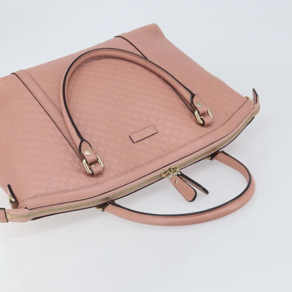 GUCCI Micro GG Canvas Guccissima Tote Bag Leather Pink Gold 449657 Auth 161597