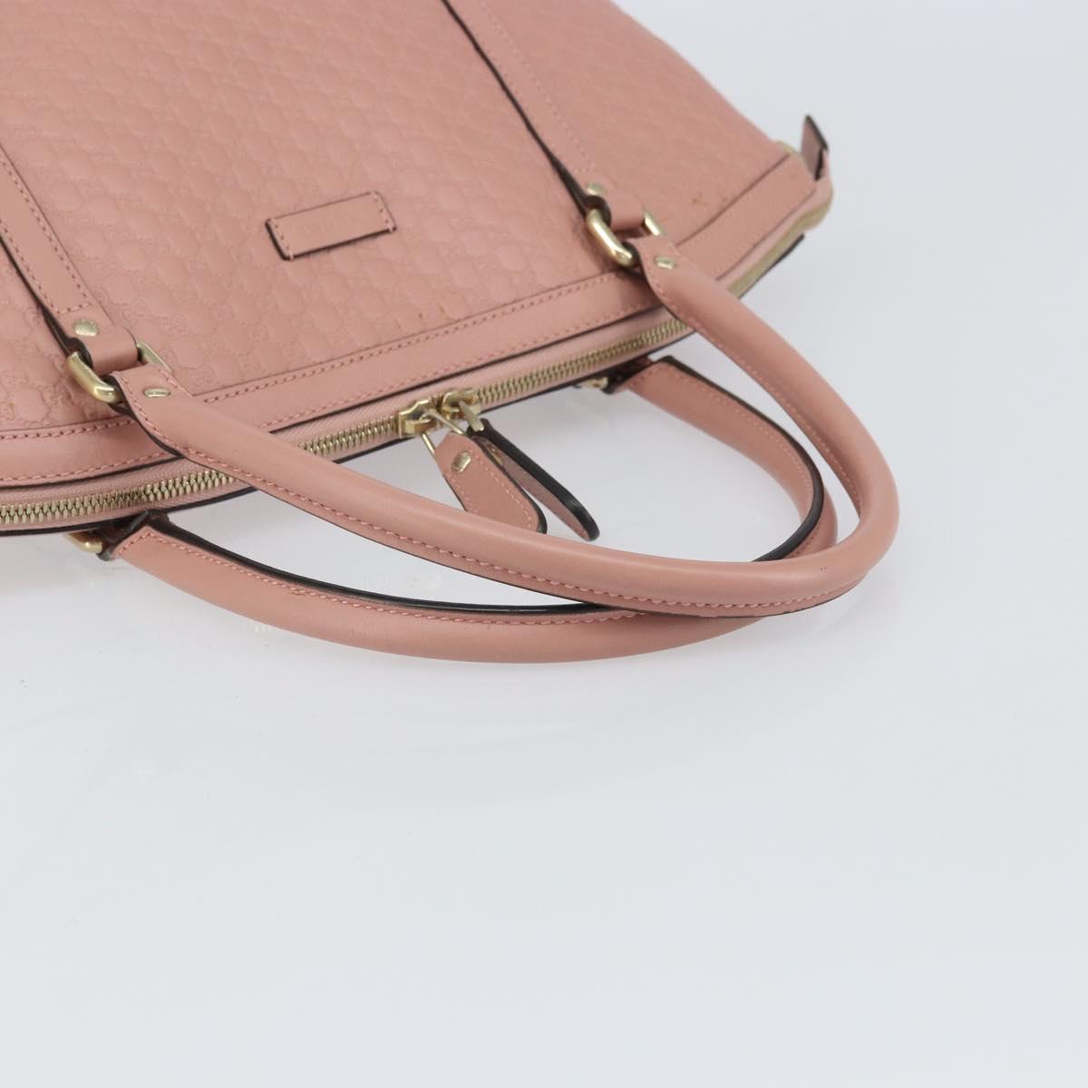 GUCCI Micro GG Canvas Guccissima Tote Bag Leather Pink Gold 449657 Auth 161597