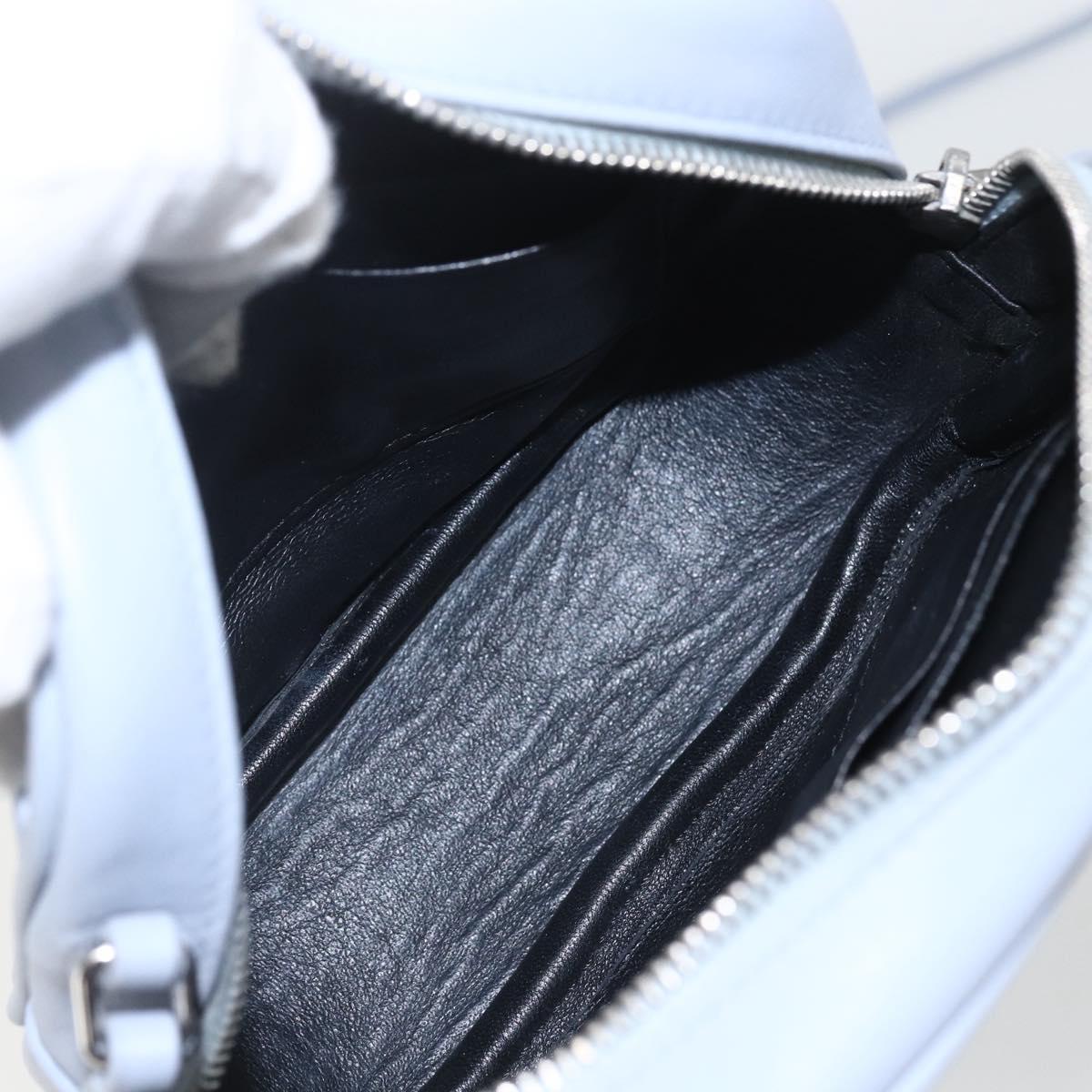 SAINT LAURENT Blogger Shoulder Bag Leather Light Blue Silver Auth 161598