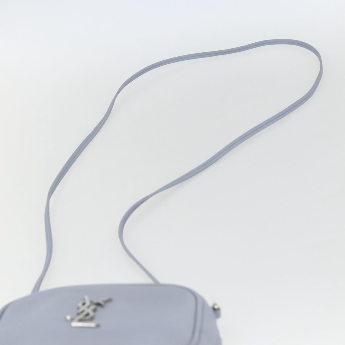 SAINT LAURENT Blogger Shoulder Bag Leather Light Blue Silver Auth 161598