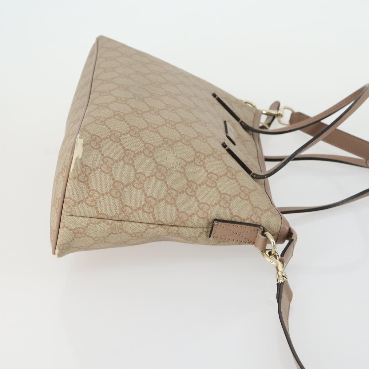 GUCCI GG Supreme Tote Bag PVC 2way Beige Gold 353440 Auth 161600