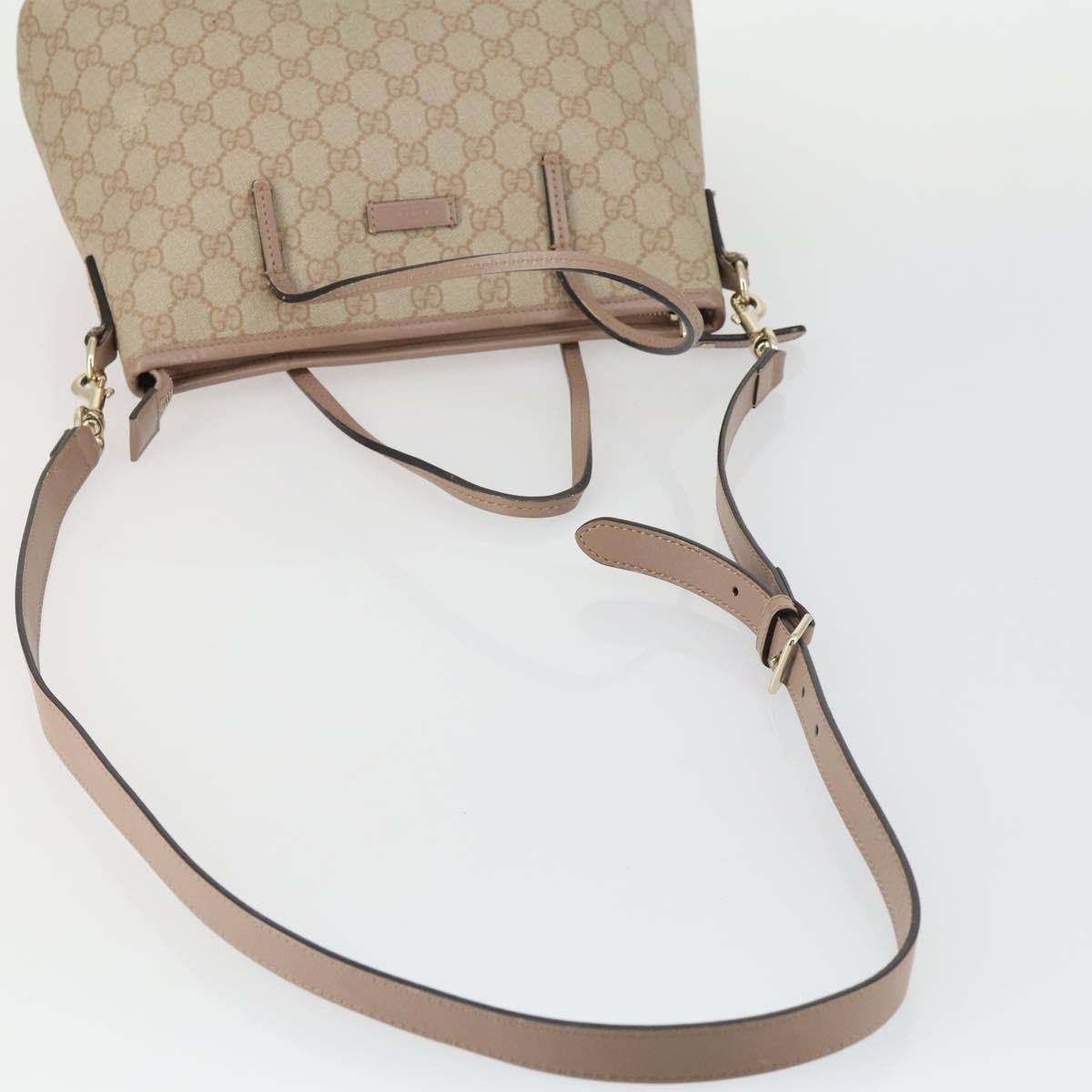 GUCCI GG Supreme Tote Bag PVC 2way Beige Gold 353440 Auth 161600