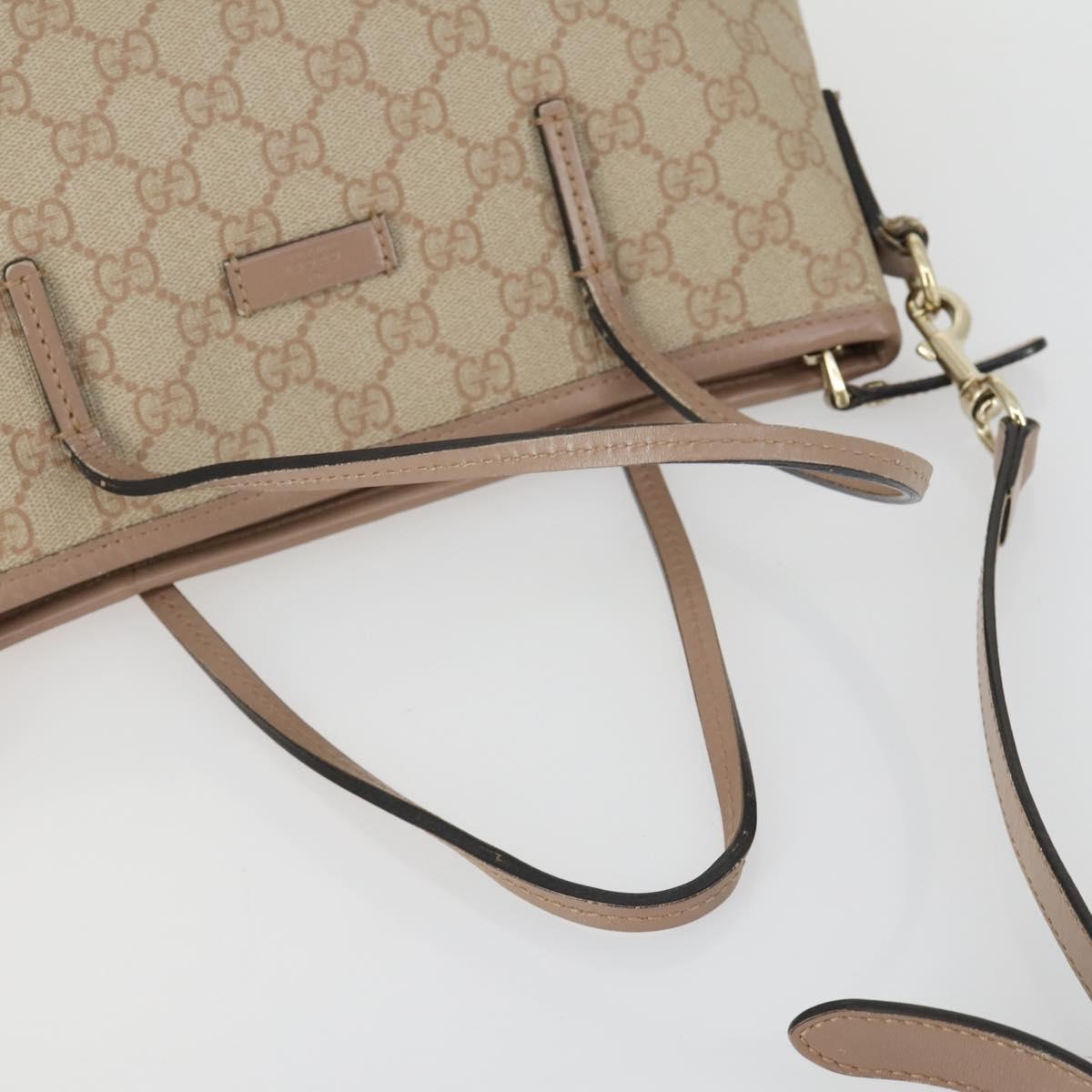 GUCCI GG Supreme Tote Bag PVC 2way Beige Gold 353440 Auth 161600