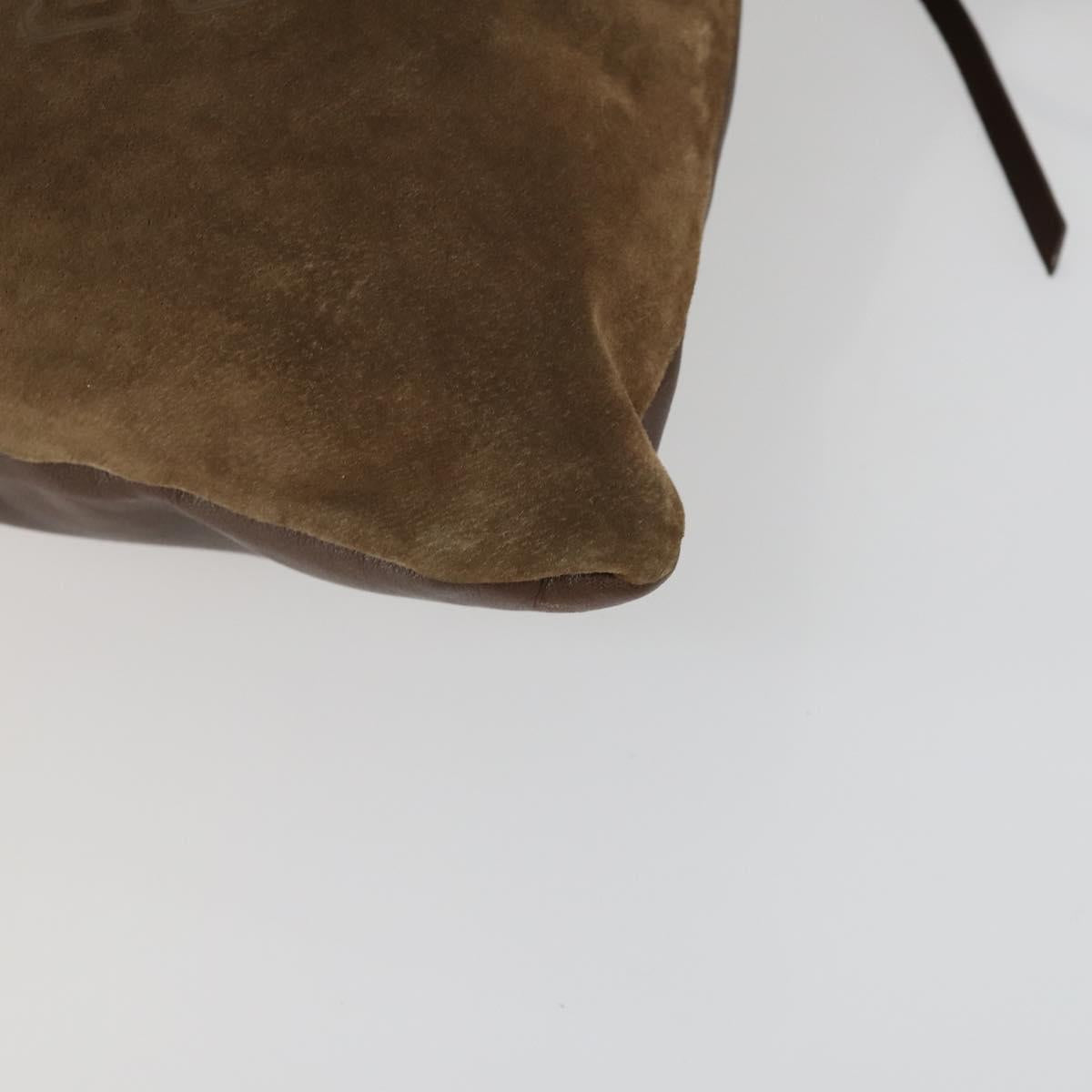BURBERRY Blue Label Shoulder Bag Suede Brown Gold Auth 161602