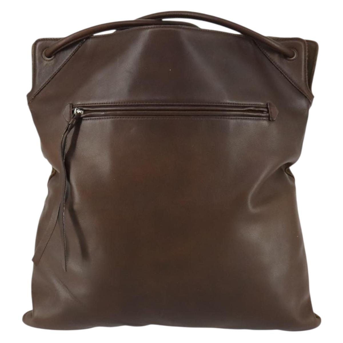 BURBERRY Blue Label Shoulder Bag Suede Brown Gold Auth 161602