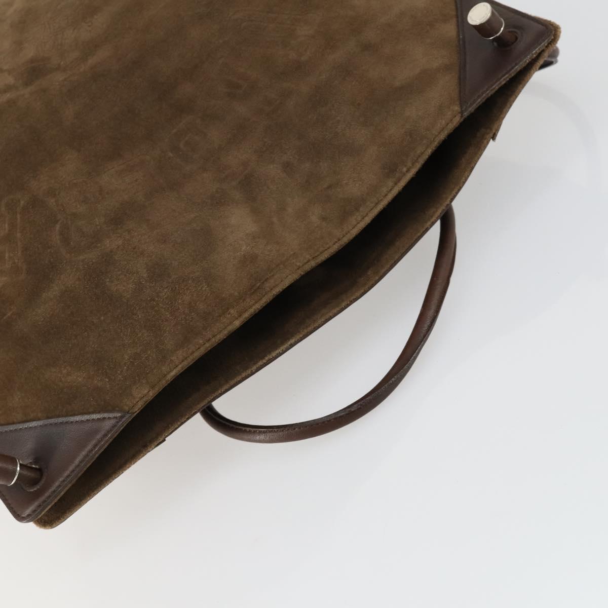 BURBERRY Blue Label Shoulder Bag Suede Brown Gold Auth 161602