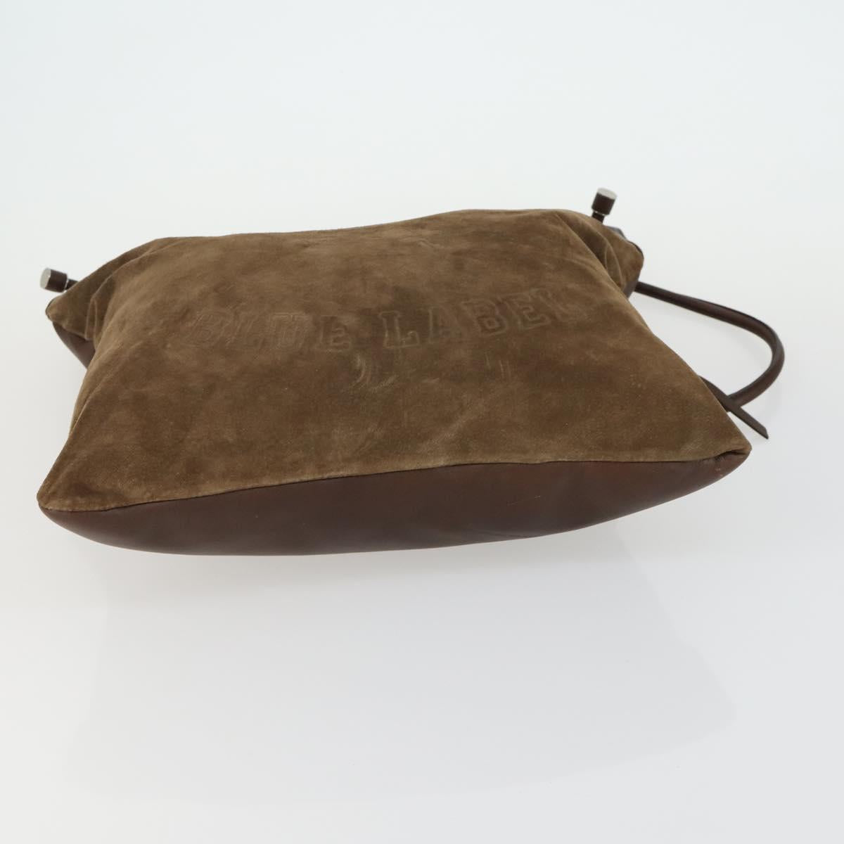 BURBERRY Blue Label Shoulder Bag Suede Brown Gold Auth 161602
