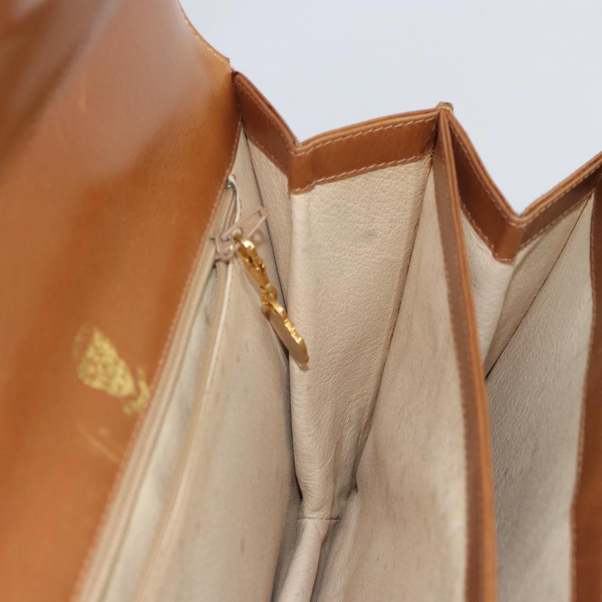 GUCCI Hand Bag Leather Beige Gold Auth 161606