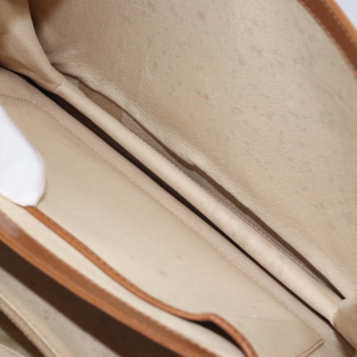 GUCCI Hand Bag Leather Beige Gold Auth 161606