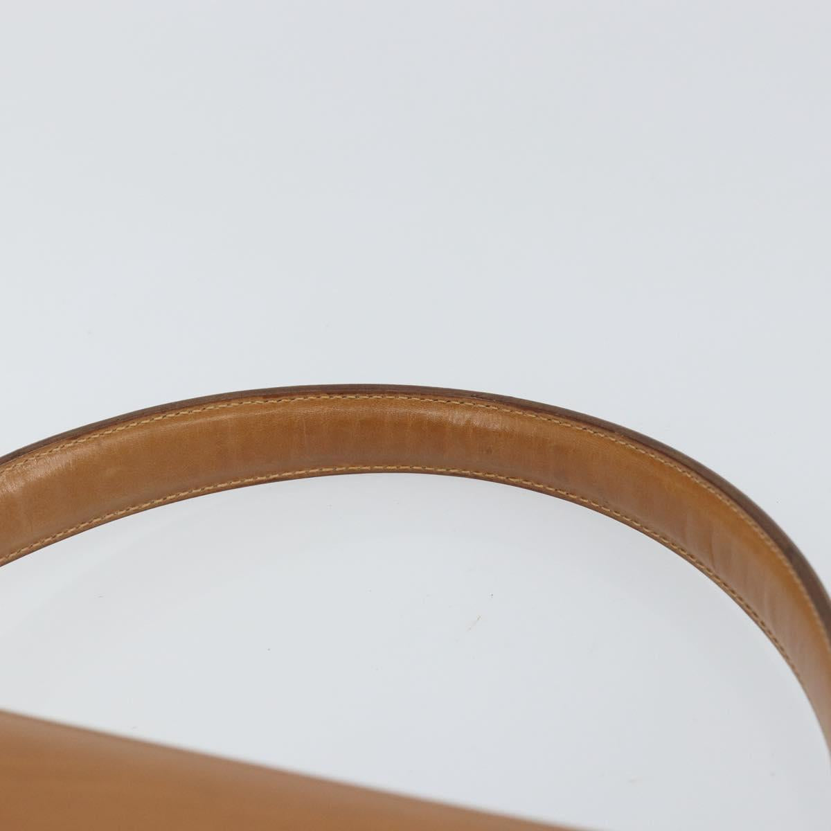 GUCCI Hand Bag Leather Beige Gold Auth 161606