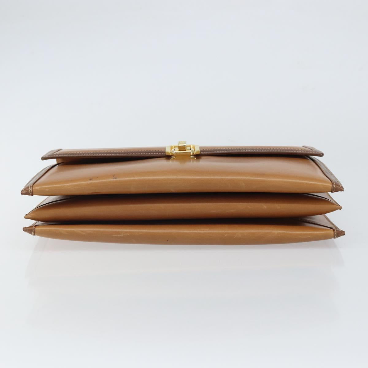 GUCCI Hand Bag Leather Beige Gold Auth 161606