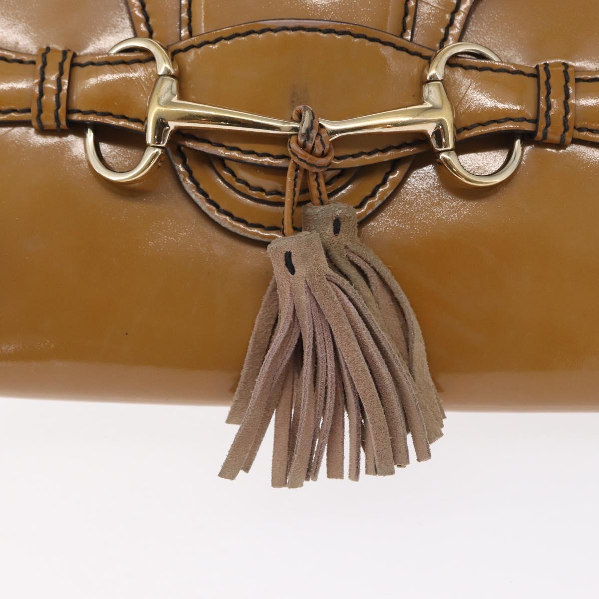 GUCCI Horsebit Chain Emily Shoulder Bag Enamel Beige Gold 283063 Auth 161607