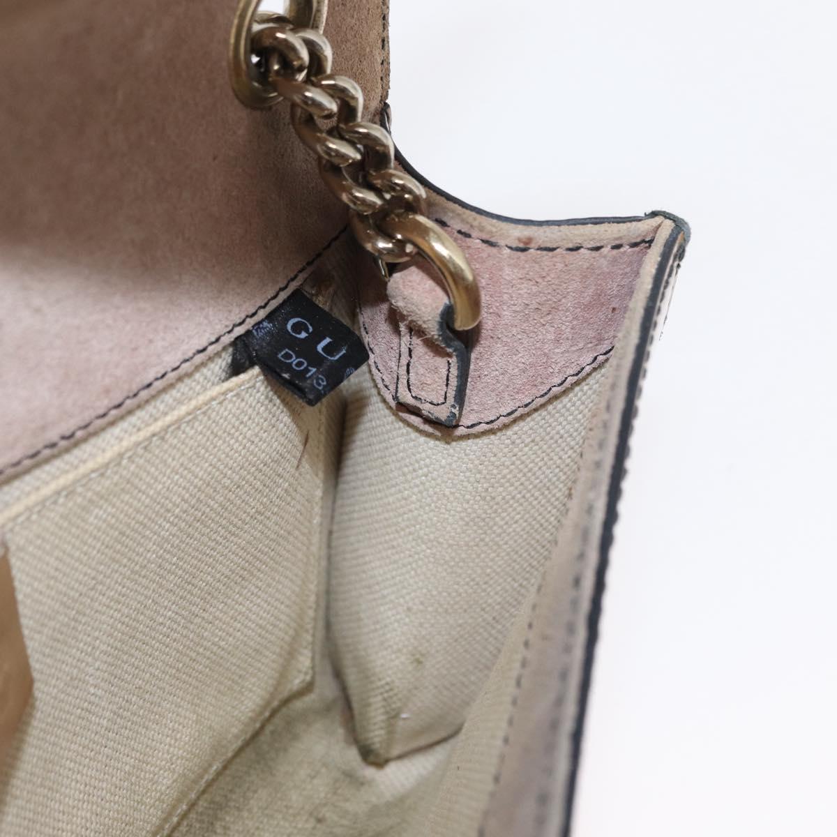 GUCCI Horsebit Chain Emily Shoulder Bag Enamel Beige Gold 283063 Auth 161607