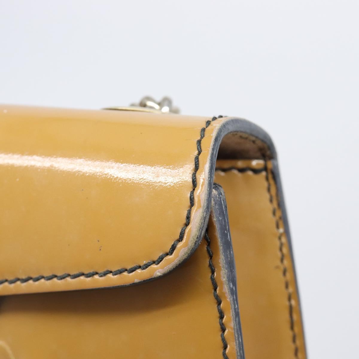 GUCCI Horsebit Chain Emily Shoulder Bag Enamel Beige Gold 283063 Auth 161607