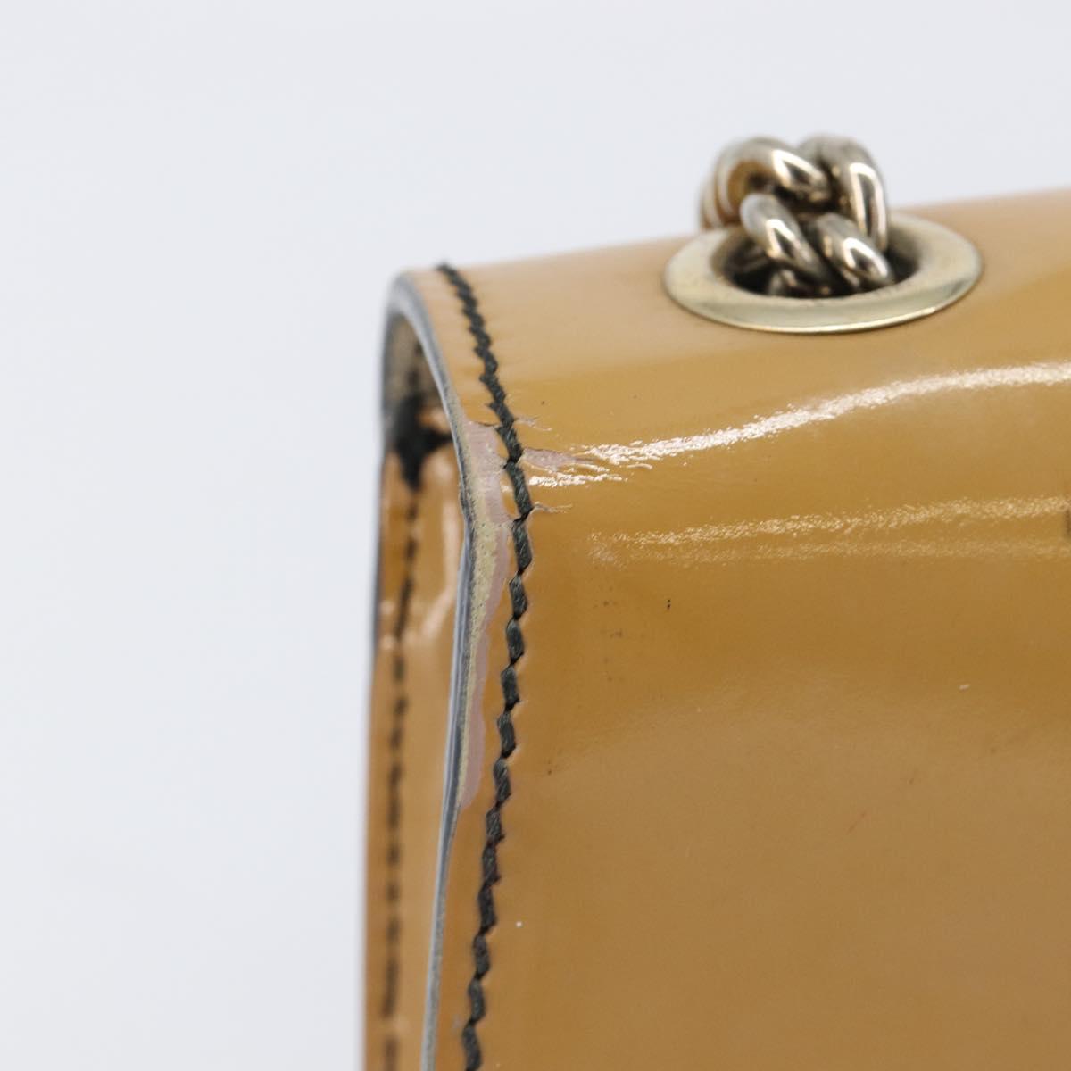GUCCI Horsebit Chain Emily Shoulder Bag Enamel Beige Gold 283063 Auth 161607