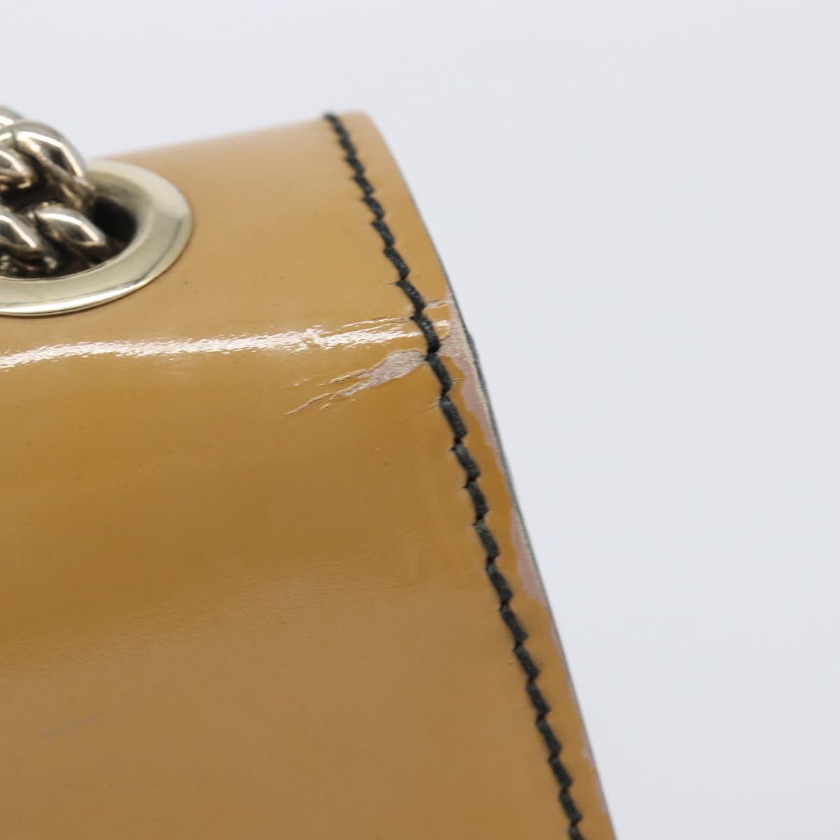 GUCCI Horsebit Chain Emily Shoulder Bag Enamel Beige Gold 283063 Auth 161607