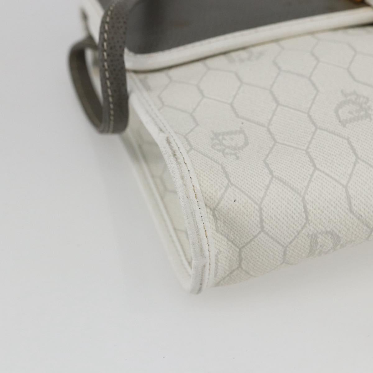 Christian Dior Honeycomb Canvas Shoulder Bag PVC Gold White Auth 161608