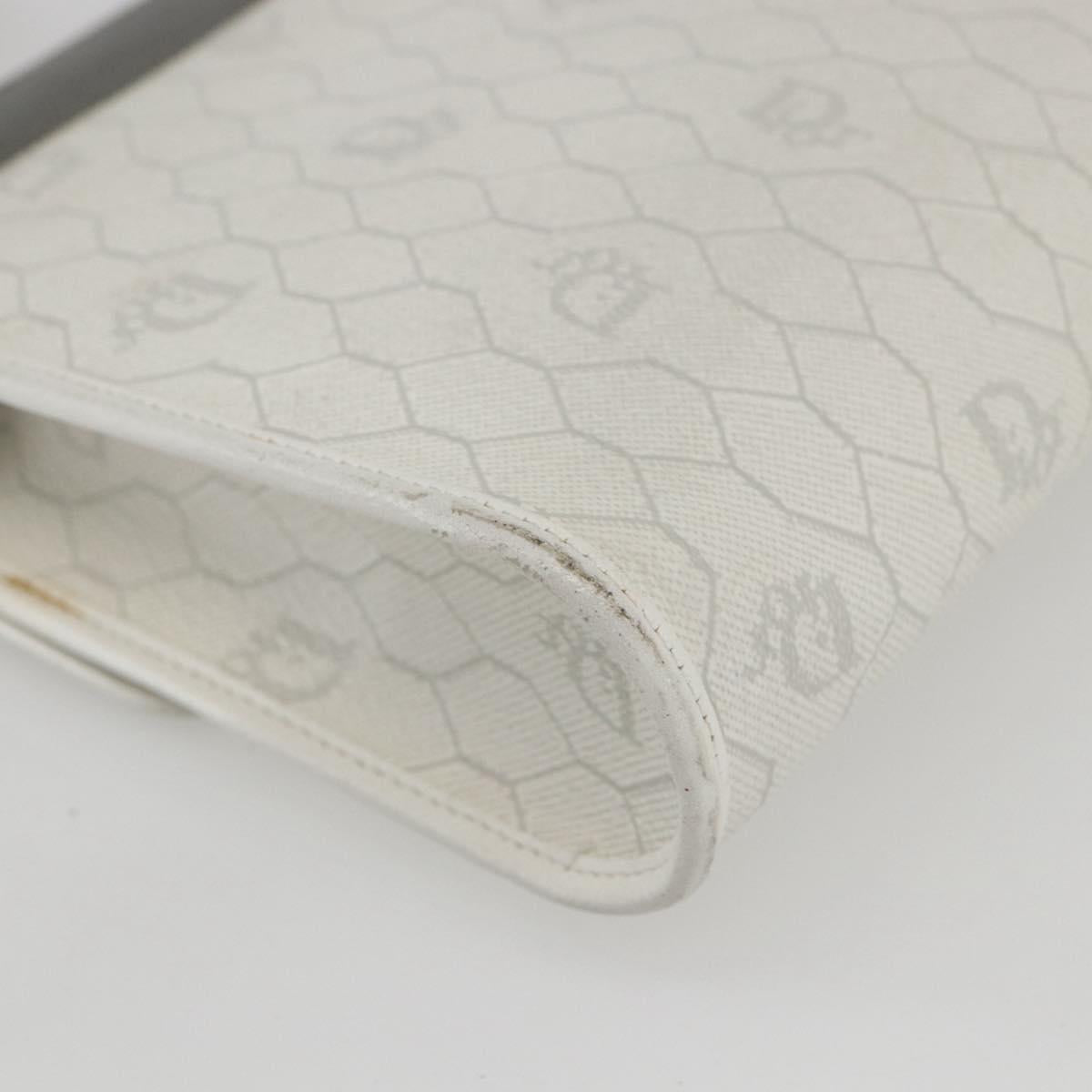 Christian Dior Honeycomb Canvas Shoulder Bag PVC Gold White Auth 161608