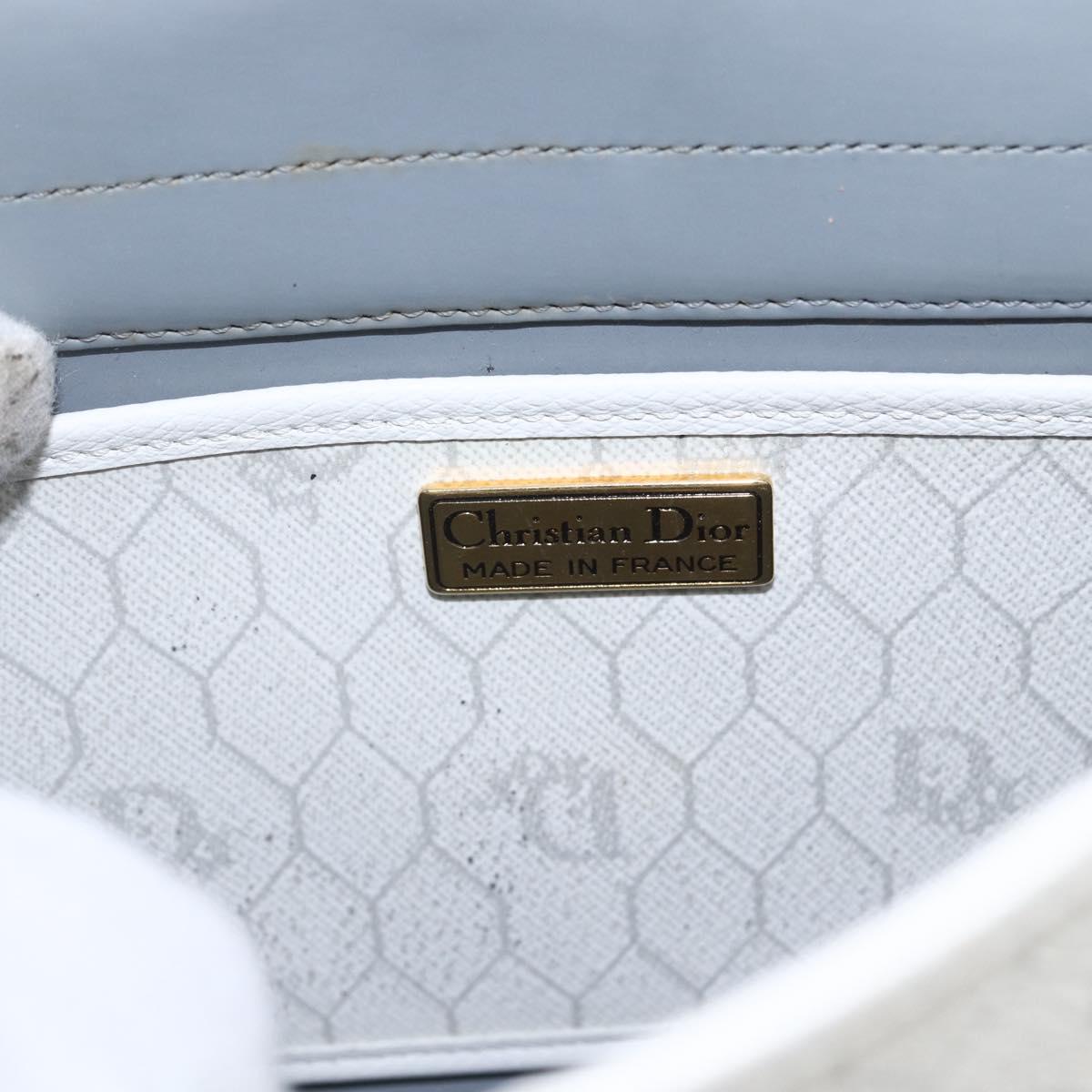Christian Dior Honeycomb Canvas Shoulder Bag PVC Gold White Auth 161608