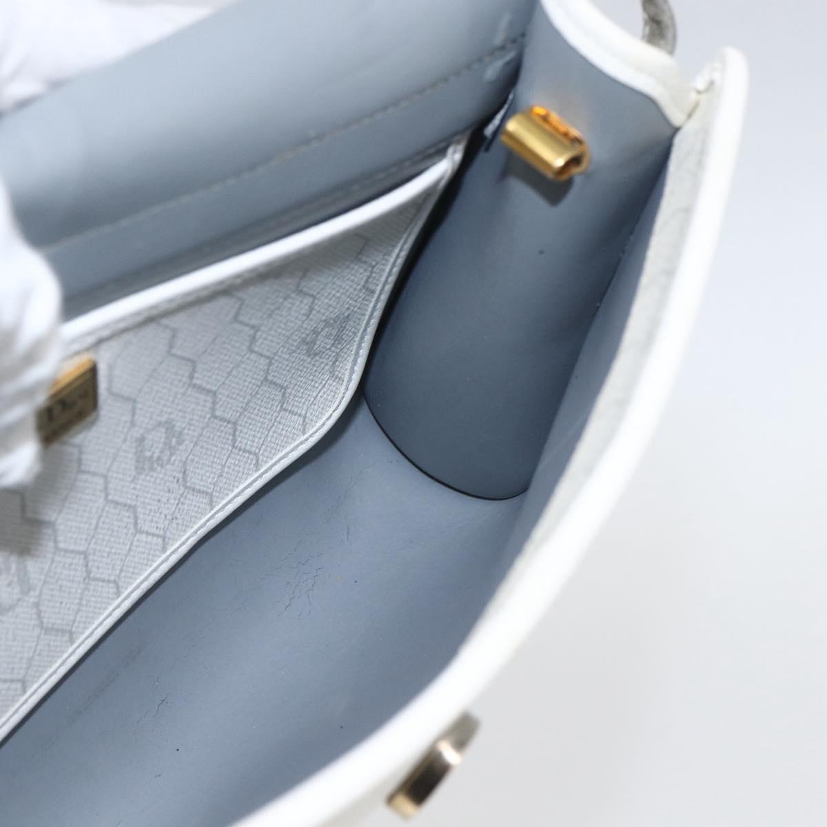 Christian Dior Honeycomb Canvas Shoulder Bag PVC Gold White Auth 161608