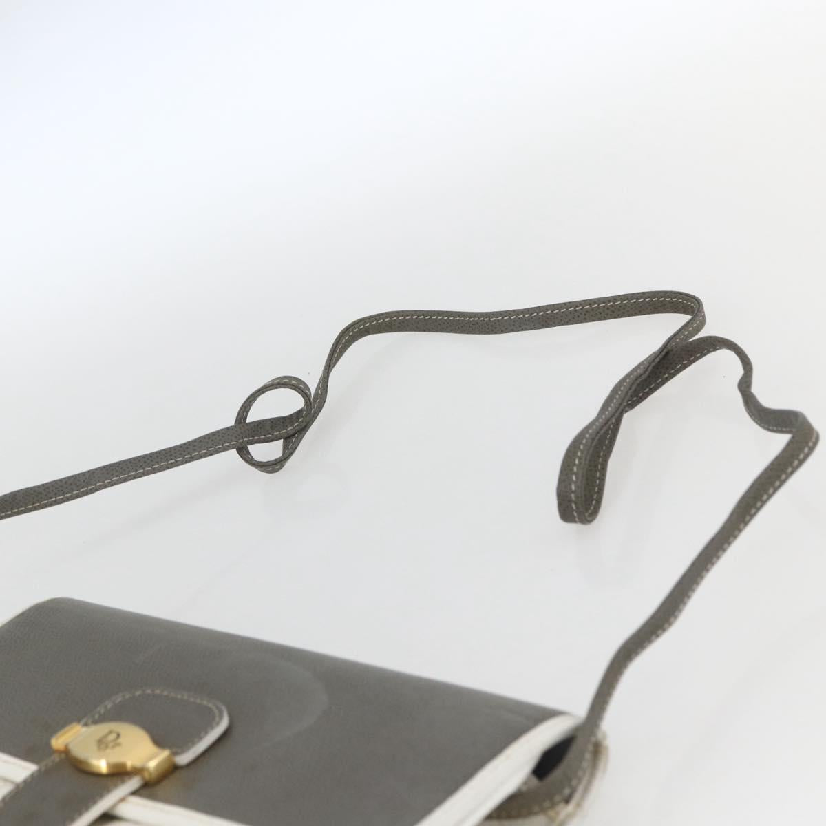 Christian Dior Honeycomb Canvas Shoulder Bag PVC Gold White Auth 161608