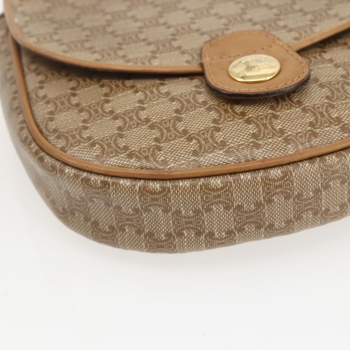 CELINE Macadam Canvas Shoulder Bag PVC Beige Gold Auth 161609