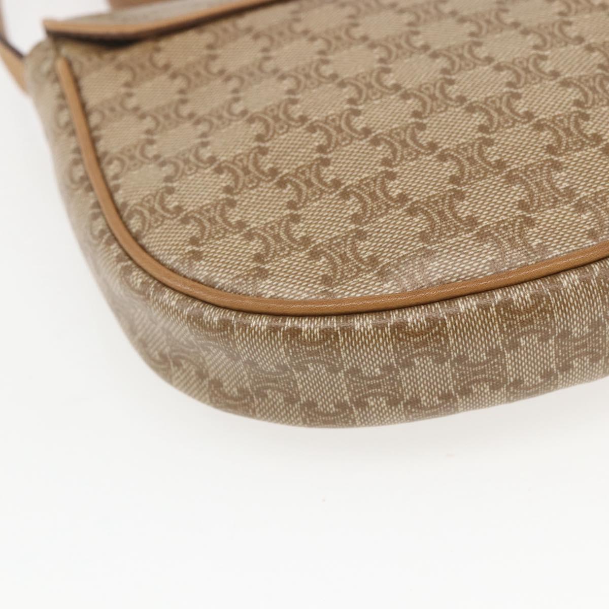 CELINE Macadam Canvas Shoulder Bag PVC Beige Gold Auth 161609