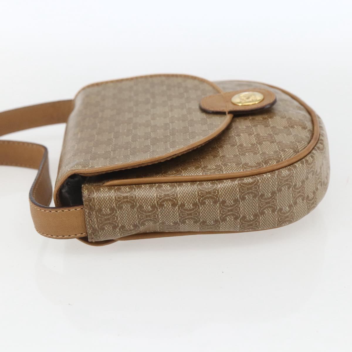 CELINE Macadam Canvas Shoulder Bag PVC Beige Gold Auth 161609