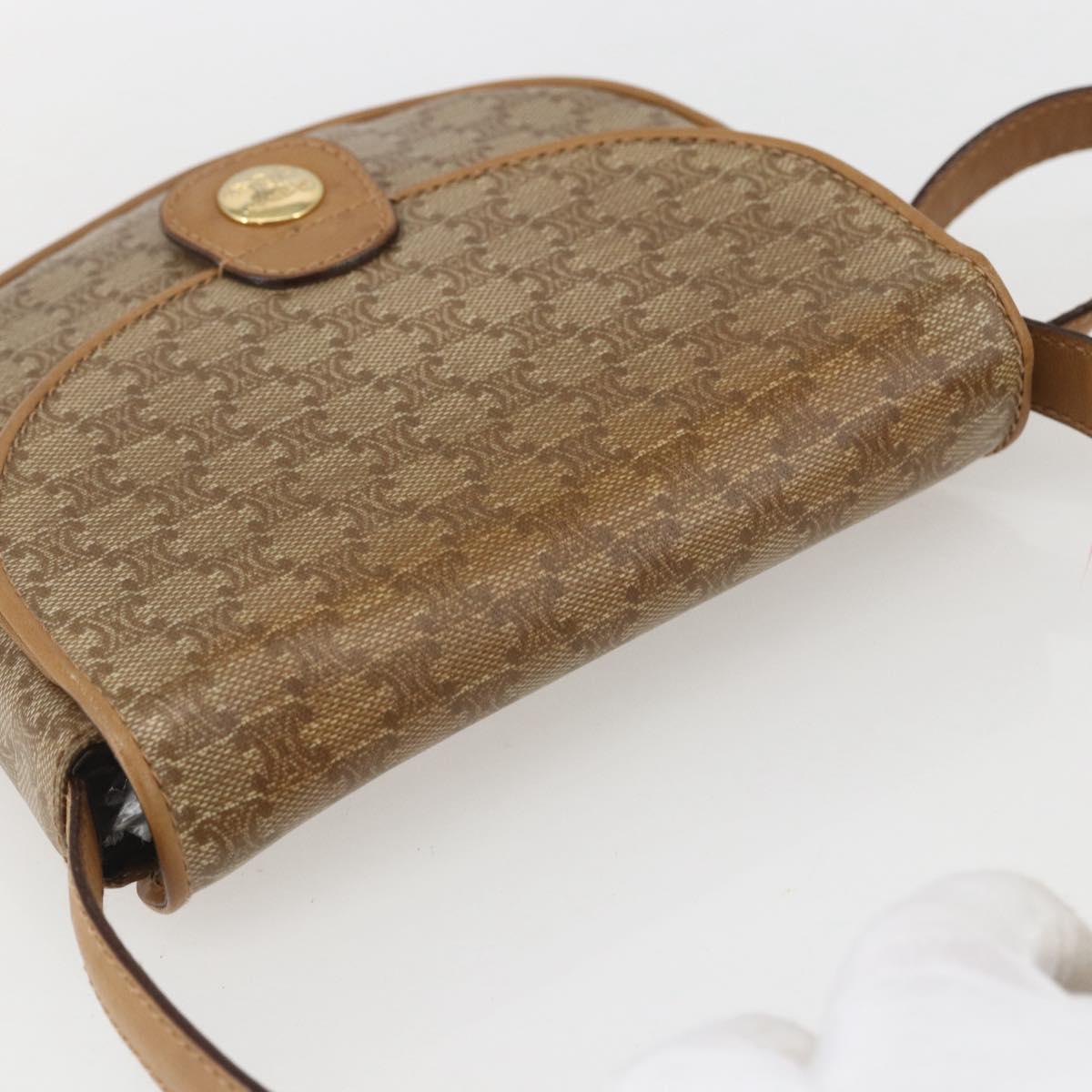CELINE Macadam Canvas Shoulder Bag PVC Beige Gold Auth 161609