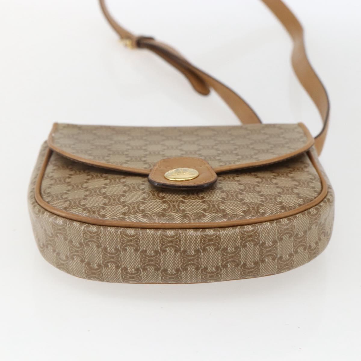 CELINE Macadam Canvas Shoulder Bag PVC Beige Gold Auth 161609