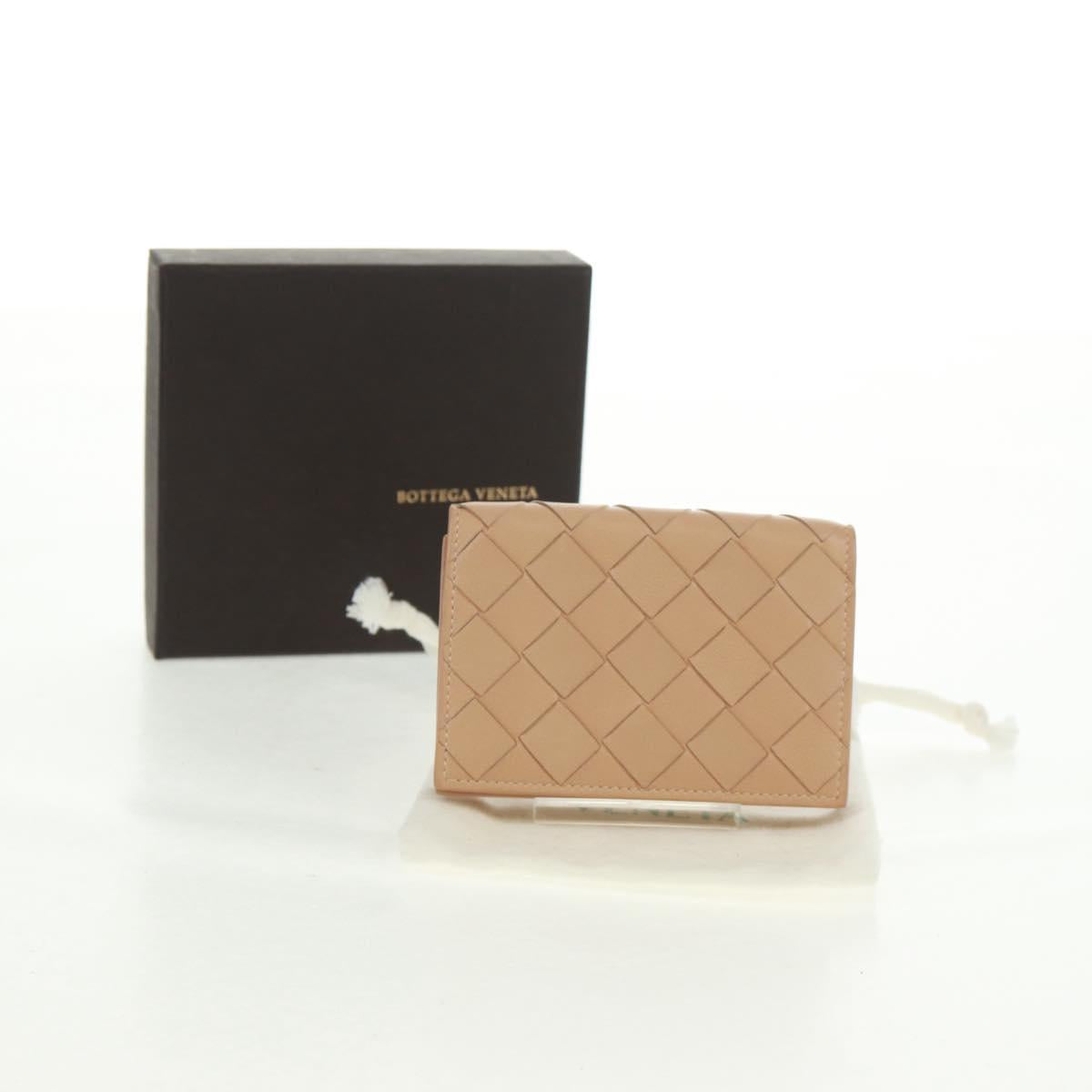 BOTTEGA VENETA INTRECCIATO Card Case Leather Beige Auth 161610V