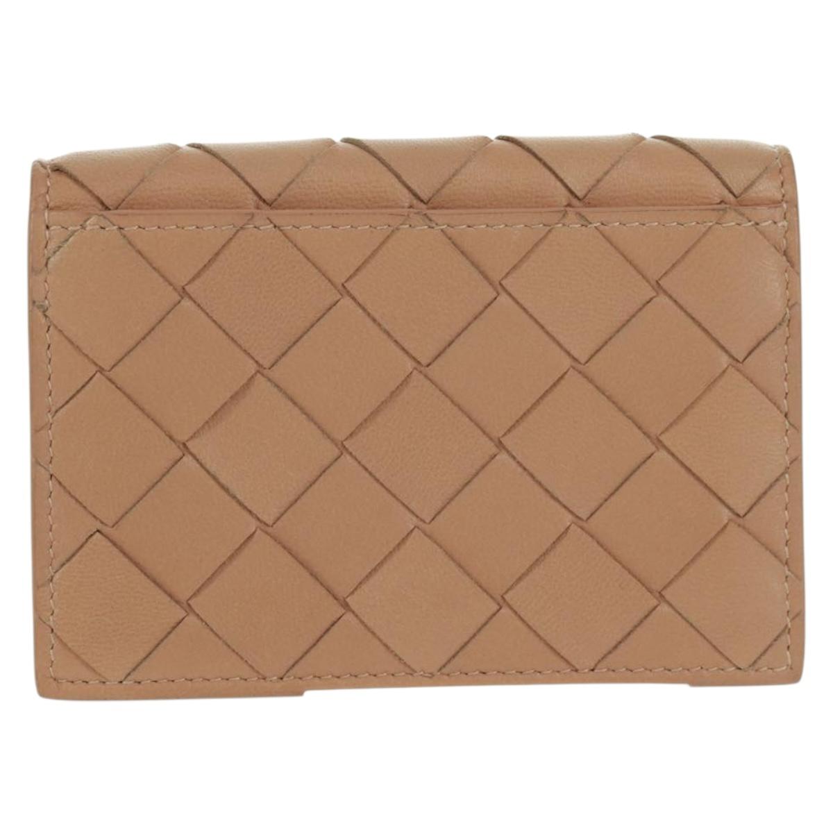 BOTTEGA VENETA INTRECCIATO Card Case Leather Beige Auth 161610V