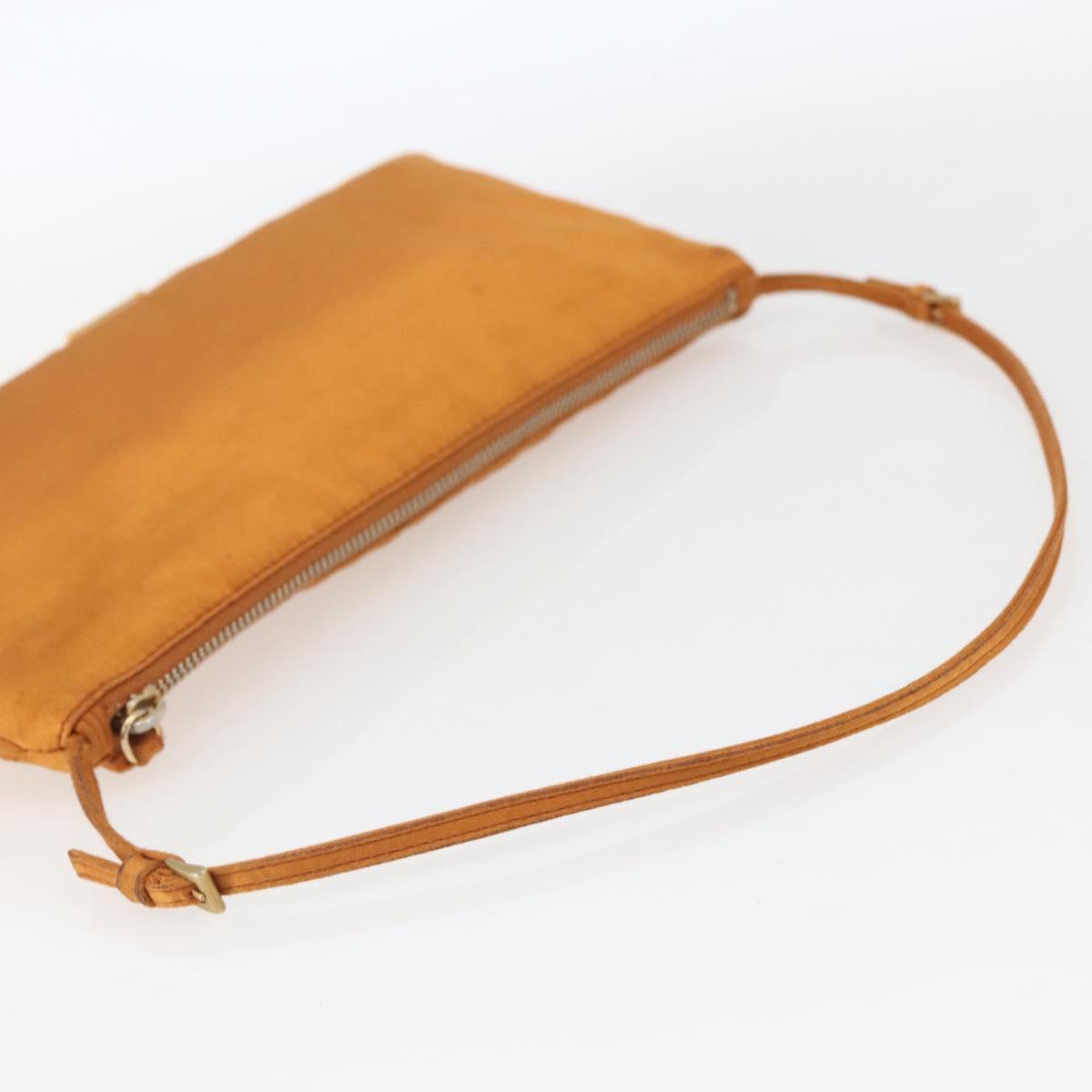 PRADA Accessory Pouch Satin Orange Gold Auth 161612