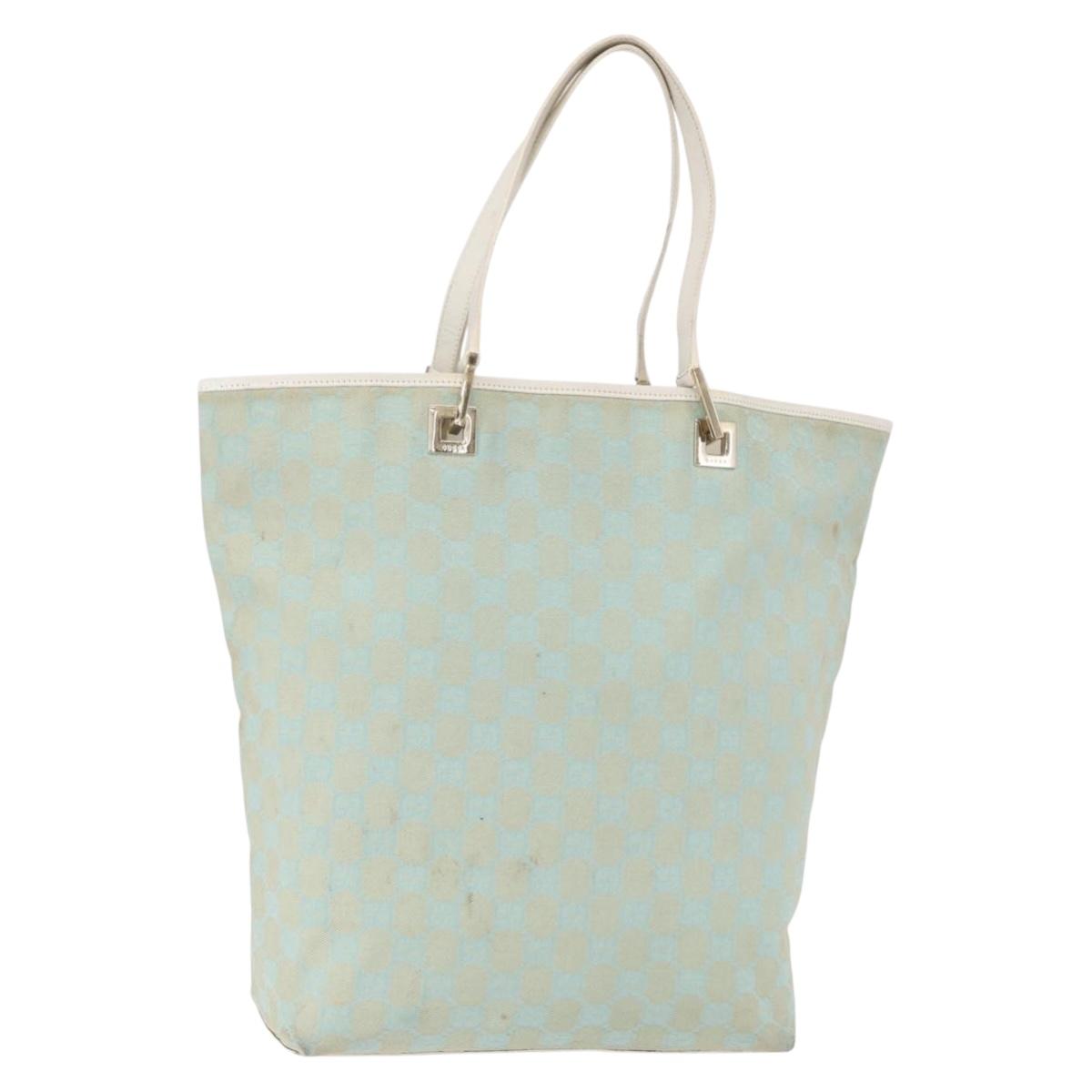 GUCCI GG Canvas Tote Bag Gold Light green 002 1098 1705 Auth 161613