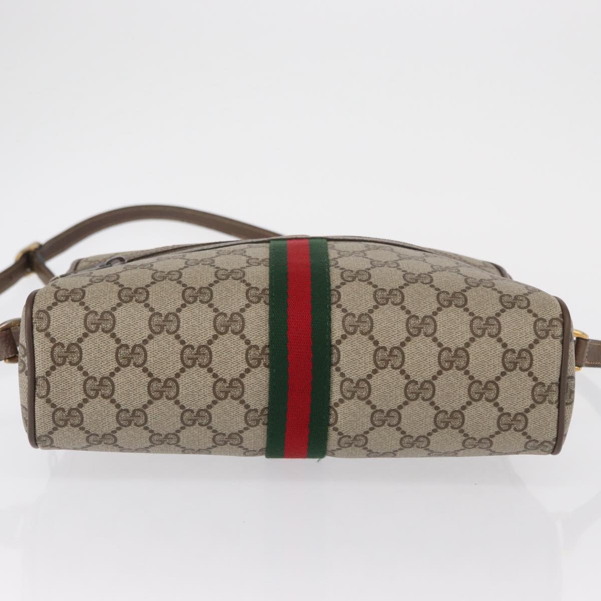 GUCCI GG Supreme Web Sherry Line Bag PVC Beige Gold 24 02 005 Auth 161616