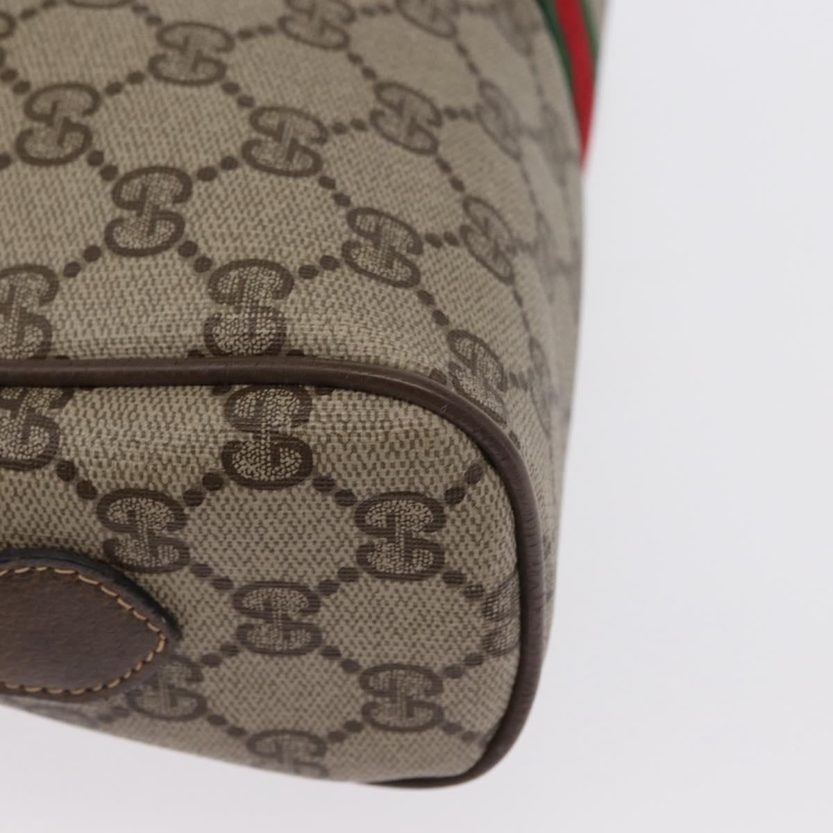 GUCCI GG Supreme Web Sherry Line Bag PVC Beige Gold 24 02 005 Auth 161616