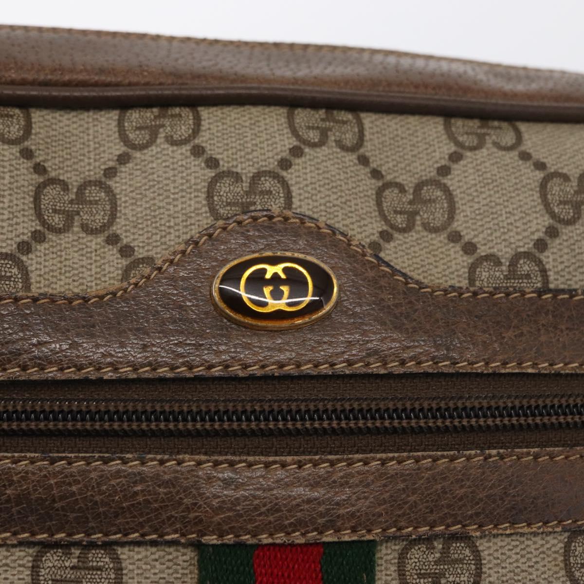GUCCI GG Supreme Web Sherry Line Bag PVC Beige Gold 24 02 005 Auth 161616