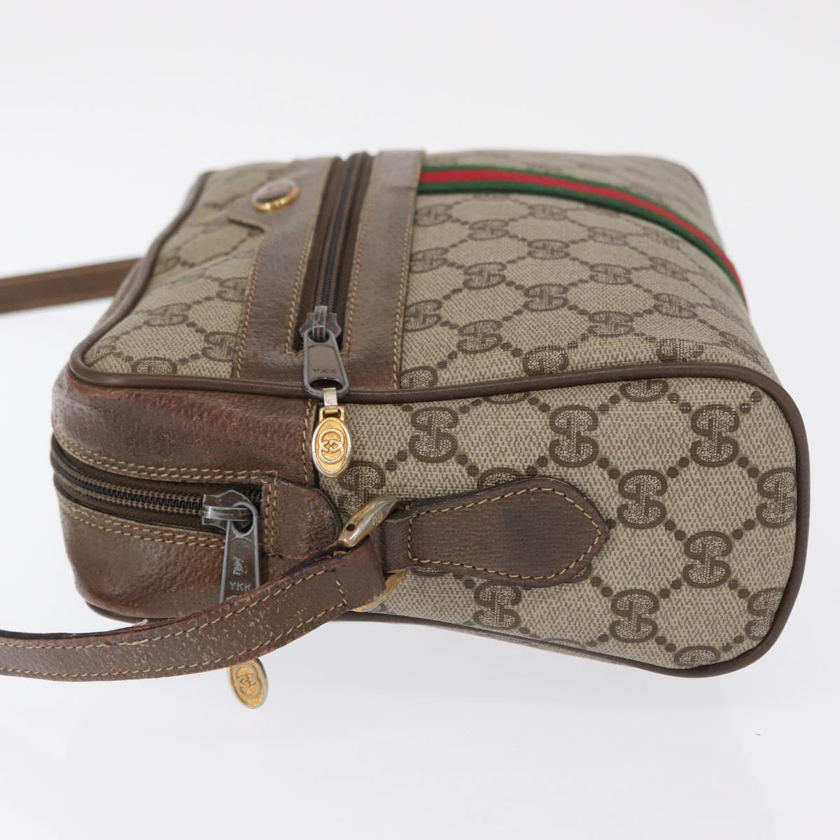 GUCCI GG Supreme Web Sherry Line Bag PVC Beige Gold 24 02 005 Auth 161616