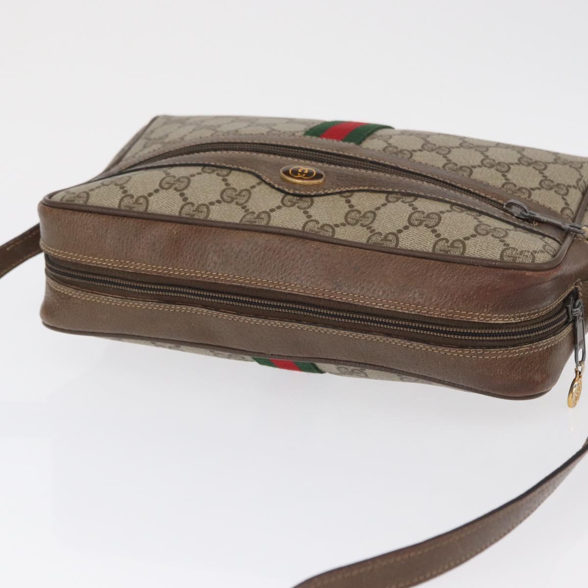 GUCCI GG Supreme Web Sherry Line Bag PVC Beige Gold 24 02 005 Auth 161616
